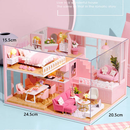DIY Doll Houses Kits 3D Wooden Puzzles Mini Doll House Assembly Building Furniture Handmade Toys For Kids Birthday Gifts