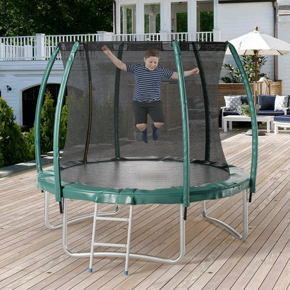 Voltsify 10FT Outdoor Enclosure Trampoline with Ladder, 305cm Dia x 240cm H
