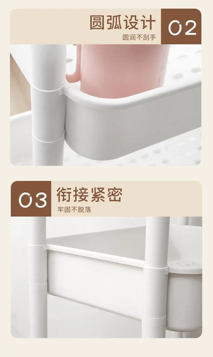 Household Multi-layer Small CartStorage Rack with Wheels To Floor Kitchen Bedroom Bathroom