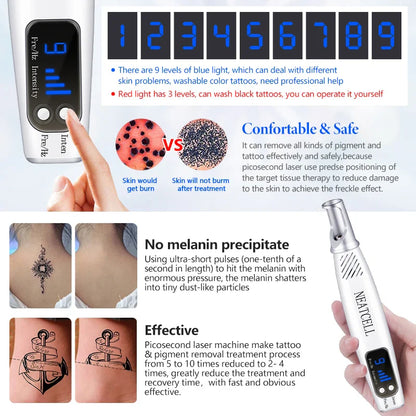 Picosecond Laser Pointer for Mole Removal Dark Spot Removal Pen Tattoo Acne Skin Pigment Portable Removal Machine Beauty Device