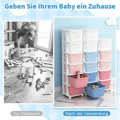 6/5 Tier Drawer Storage Cabinet Stackable Dustproof Storage Organizer with Wheels Floor-standing Storage Box Office Supplies