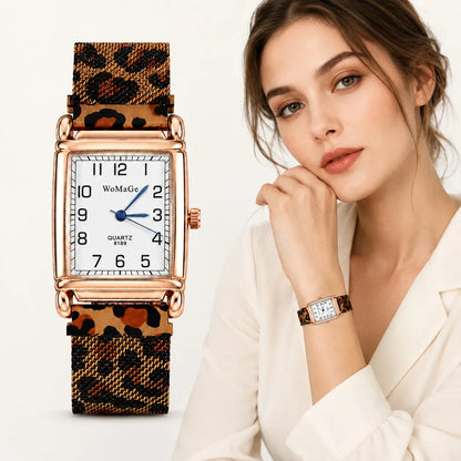 New Watches for Women Square Rose Gold Wrist Watches Fashion Leather Brand Watches Ladies Quartz Watch Clock Montre Femme