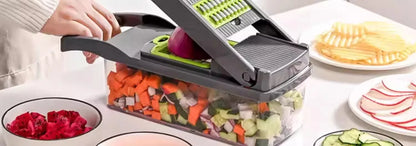 16 in 1 Handheld Slicers Dicers Graters, Multifunctional Vegetable Chopper Kitchen Food Tool with Container & Safety Guard