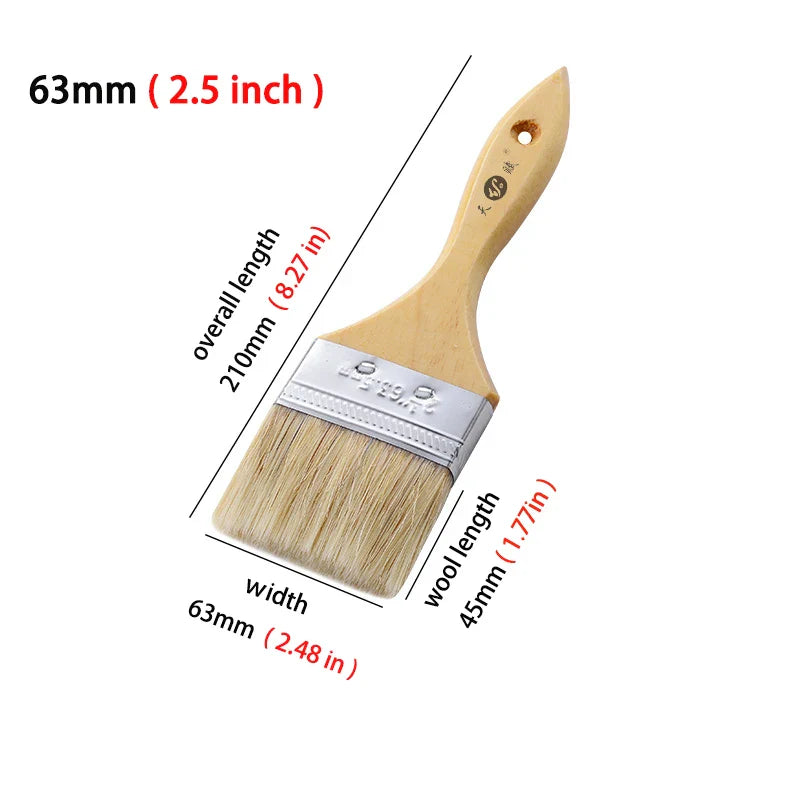 Pig White Mane Brush Wooden Handle Tool Decoration Paint Coating Latex Cleaning Barbecue Baking Painting