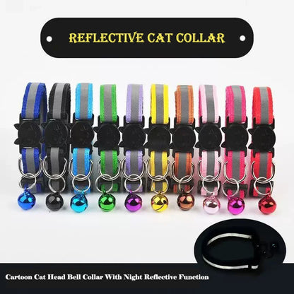 Cat Collar Colors Reflective Breakaway Neck Ring Necklace Bell Pet Products Safety Elastic Adjustable with Soft Material