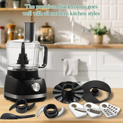 TopStrong 6-in-1 for Chopping, Slicing, Shredding and Kneading Dough, 3 Speeds with Pulse, 2L Mixing Bowl 800W Food Processor