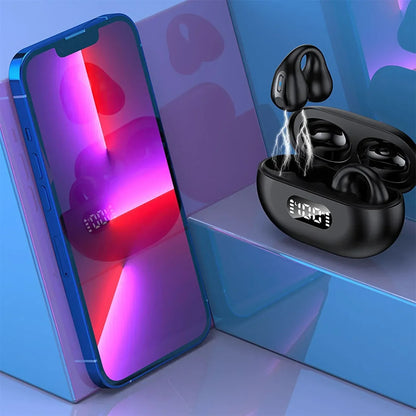 NEW TWS Wireless Headphones Bluetooth 5.3 Bone Conduction Earphones Earclip Design Touch Control Led Earbuds Sports Headsets