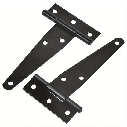 2 Sets Heavy-Duty Black T-Hinge - 4 Inch Metal Tee Hinges with Screws for Shed Doors, Barn Gates & More - Rustproof & Durable