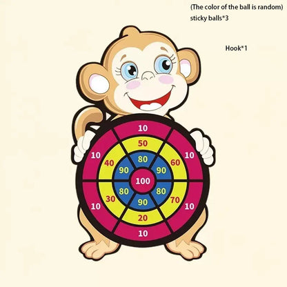 1set- Dart Board for Kids with 3 Sticky Balls Indoor Outdoor Sport Party Games Cartoon Animal Dart Board Toys Christmas Gift