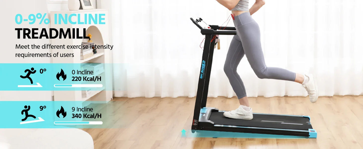 3-in-1 Folding Treadmill Walking Pad, 3.0 HP Quiet Motor, 9% Adjustable Incline, Max 14km/h, LCD Monitor & Safety Warn