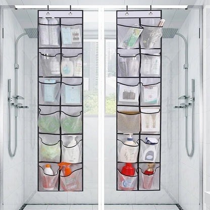 12 Pockets Over the Door Shoe Organizer Large Mesh Pockets With 2 Hooks Transparent Fabric Shoe Rack Storage Bag For Bedroom
