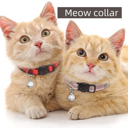Cat Collar Colors Reflective Breakaway Neck Ring Necklace Bell Pet Products Safety Elastic Adjustable with Soft Material