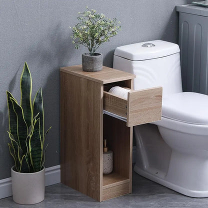 Slim Bedside Table with Drawer 20cm Width Narrow Bedside Table Small Nightstand for Bedroom Brown