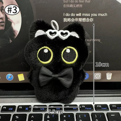 Cute Black Cat Plush Pendant Keychain Pilot Little Black Cat Hanging Backpack Keychain Creative Cat Plush Phone Keychain Gift