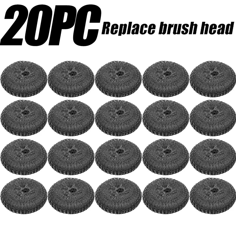 Stainless Steel Wire Brush with Long Handles Kitchen Replacement Steel Wool Wire Ball Dishwashing Brush Sink Countertop Cleaning