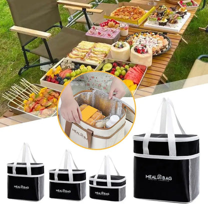Large Capacity Tote Bento Insulated Lunch Bag Picnic Food Box Storage Ice Cooler Thermal Bag Portable Handheld Insulation Bags