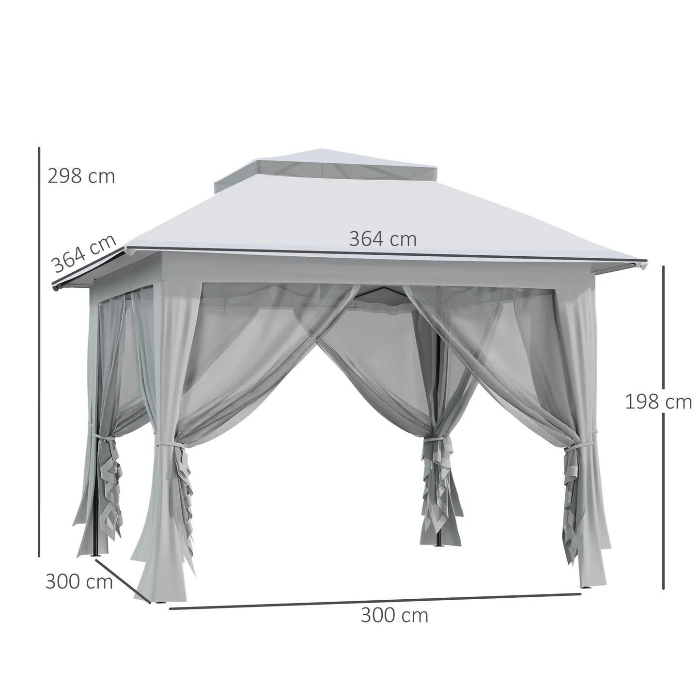 Outsunny 3.6 x 3.6 m Pop up Gazebo with Netting and Wheeled Carry Bag, UPF50+ Height Party Tent Instant Canopy Sun Shade Shelter