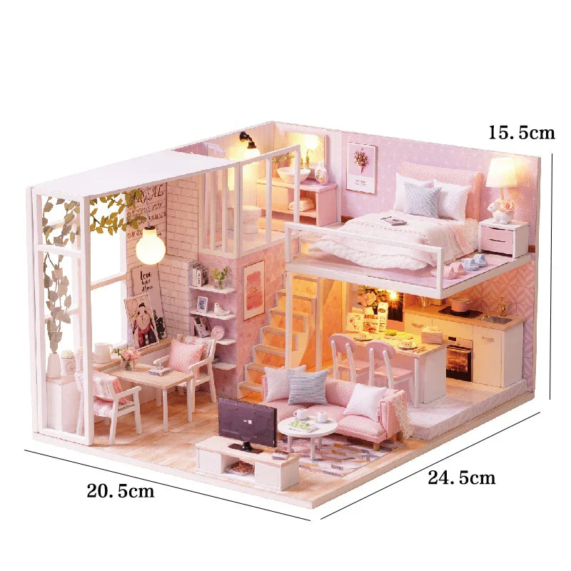 DIY Doll Houses Kits 3D Wooden Puzzles Mini Doll House Assembly Building Furniture Handmade Toys For Kids Birthday Gifts
