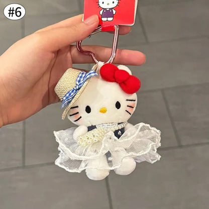 Kawaii Hello Kitty Keychain Cute Cartoon Bag Pendant Plush Doll Charms Car Key Ring Backpack Accessories Women Girl Gifts