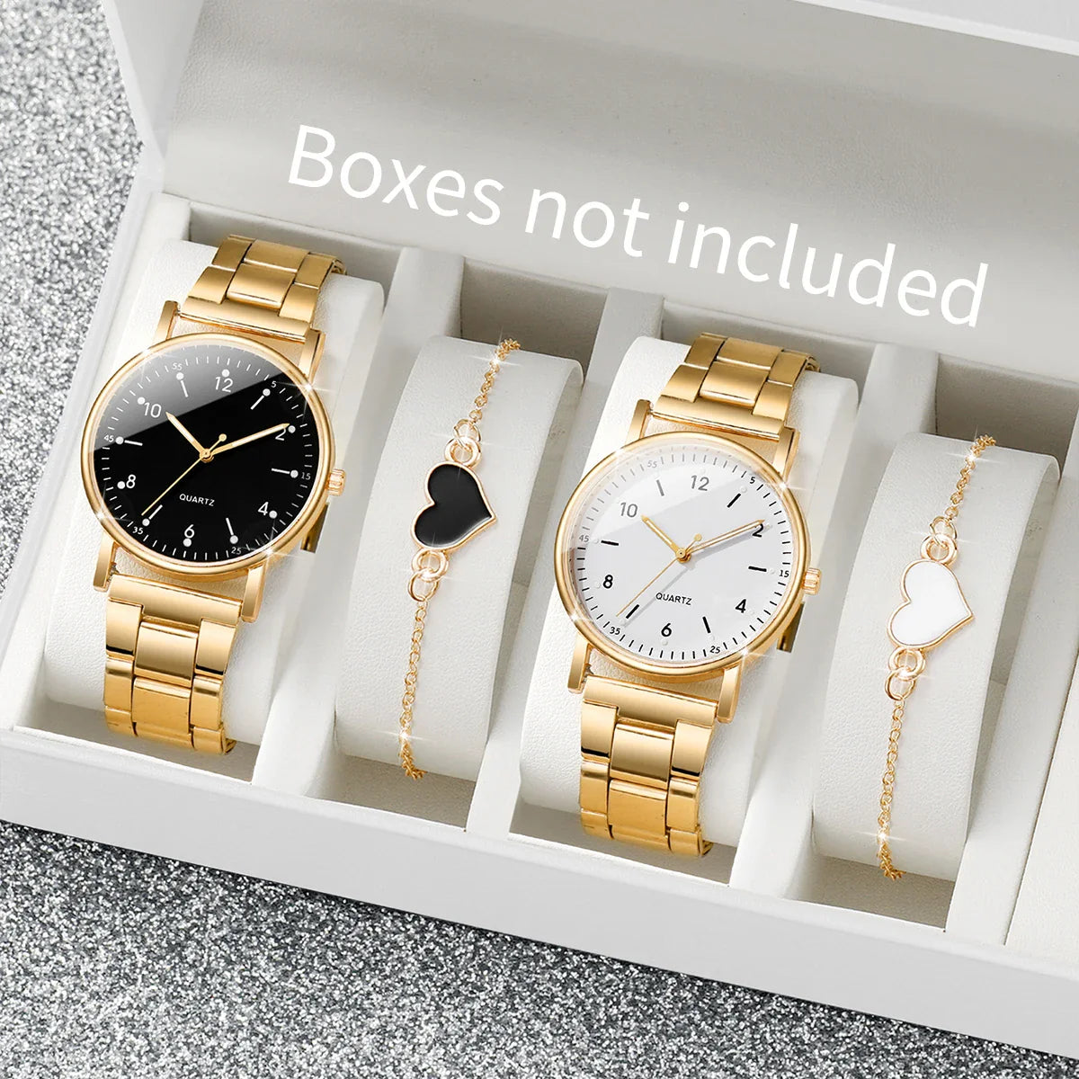 2/4PCS Fashion Arabic Dial Women Watches Simple Quaretz Wristwatch with Bracelets Set Reloj Mujer（Without Box）