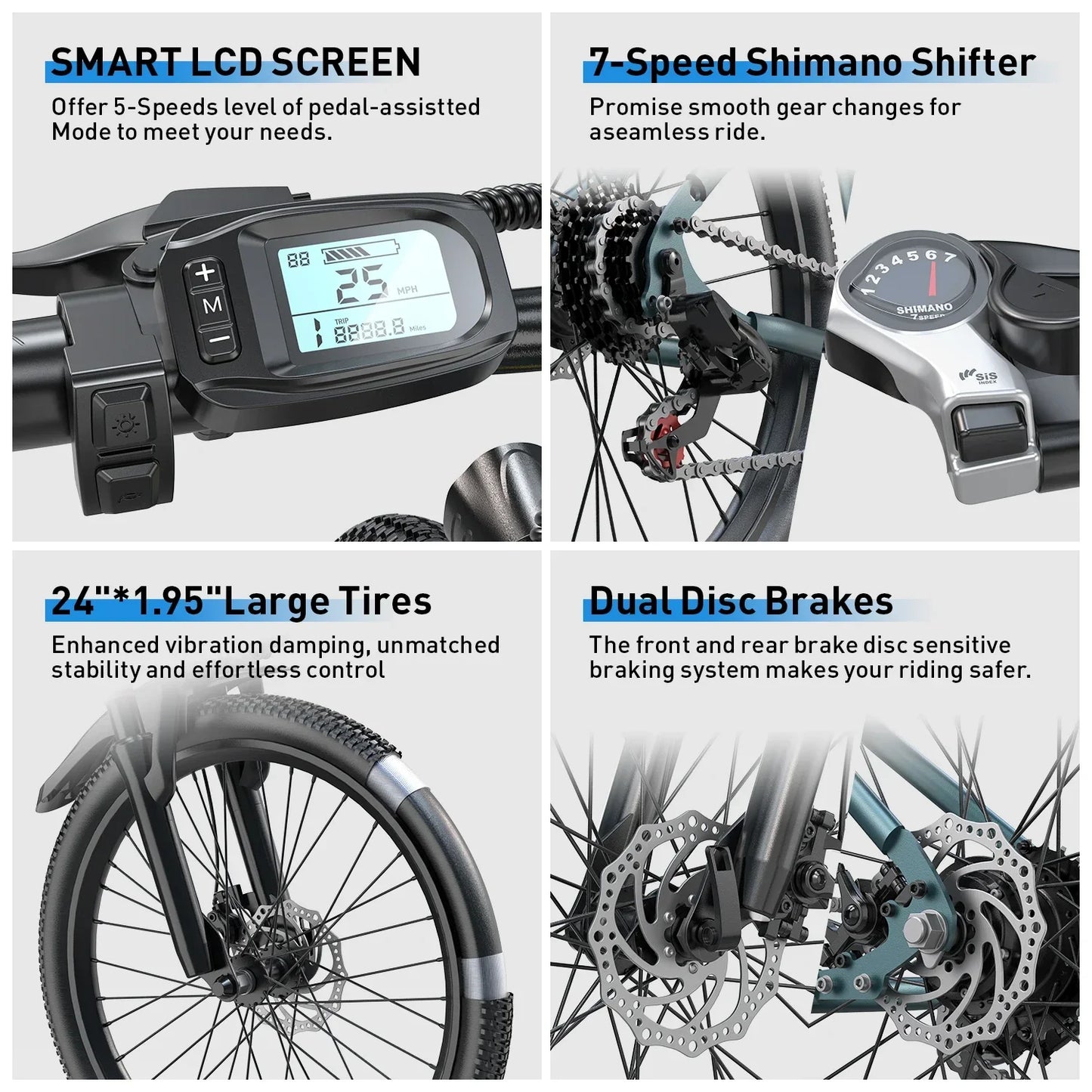 Aairsk GT300 Adult E-bike 250W Motor 36V 10Ah Battery Electric Bike 26 Inch Fat Tire E-Mountain bike Off-road Electric bicycle