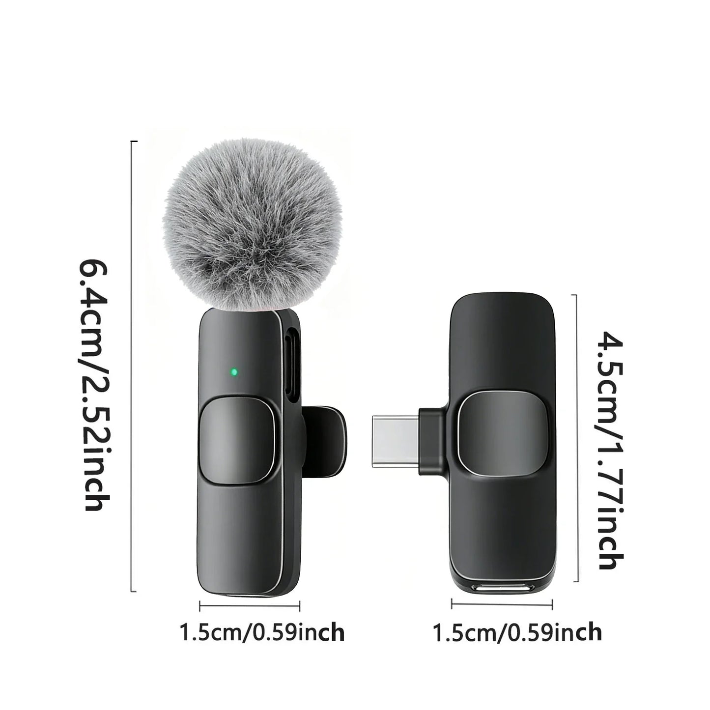 Type-C Port Professional Wireless Lavalier Microphone for Smartphones, Computers and Cameras, Plug and Play