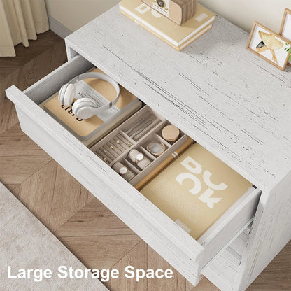 3 Drawer Dresser for Bedroom, White Nightstand 3 Chest of Drawers with Large Storage, Small Modern Bedside End Table