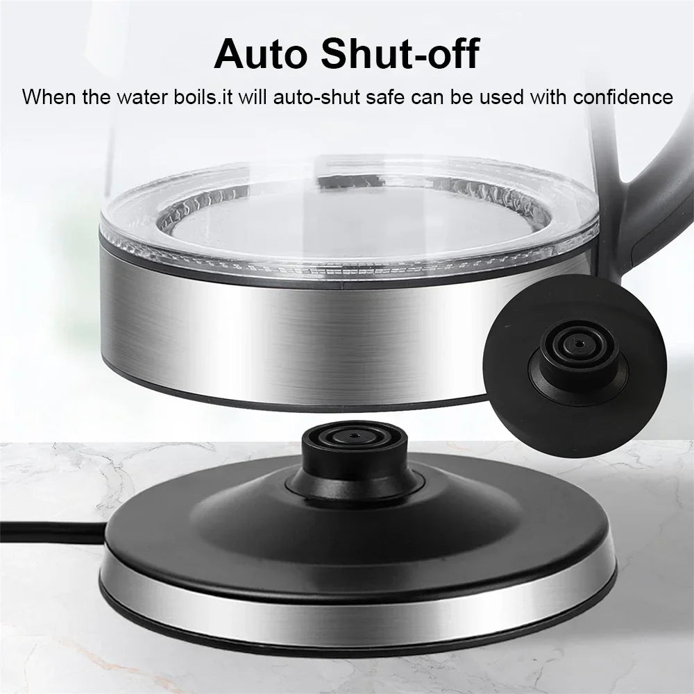 220V 1.8L Electric Kettle Glass Tea Kettle Water Boiler Home Kitchen water heater,Dry Boiling Protection
