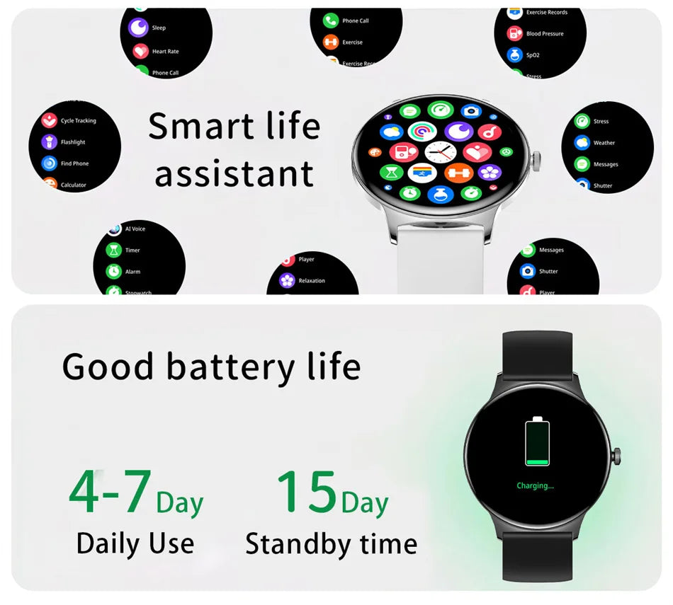 ChiBear Ultra Thin Fashion Smart Watch Women Screen Always Display Time Sports Bracelet Bluetooth Call AMOLED Smartwatch Woman