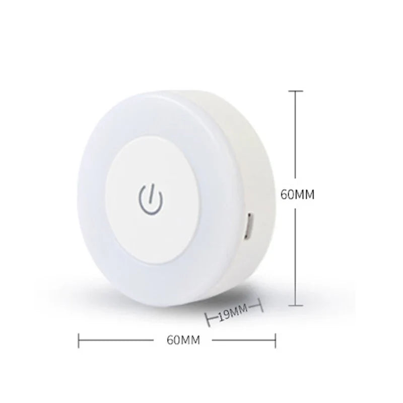 Energy Saving Led Touch Sensor Night Lights USB Rechargeable Magnetic Wall Light Room Aisle Bedroom Round Portable Night Lamp