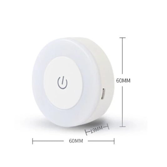 Energy Saving Led Touch Sensor Night Lights USB Rechargeable Magnetic Wall Light Room Aisle Bedroom Round Portable Night Lamp