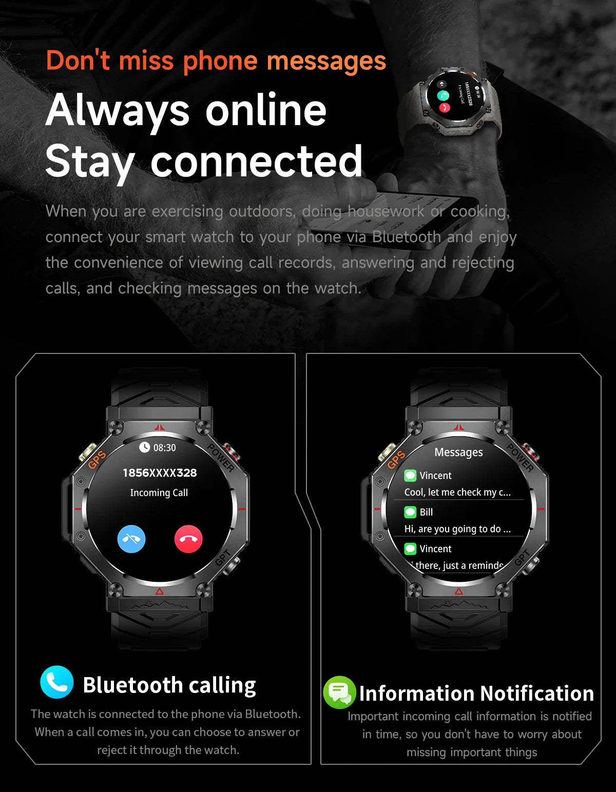 T-Rex 3 Ultra Military Grade GPS Smart Watch 10ATM Waterproof Compass Altimeter Barometric AMOLED Men HD Call Sports Smartwatch