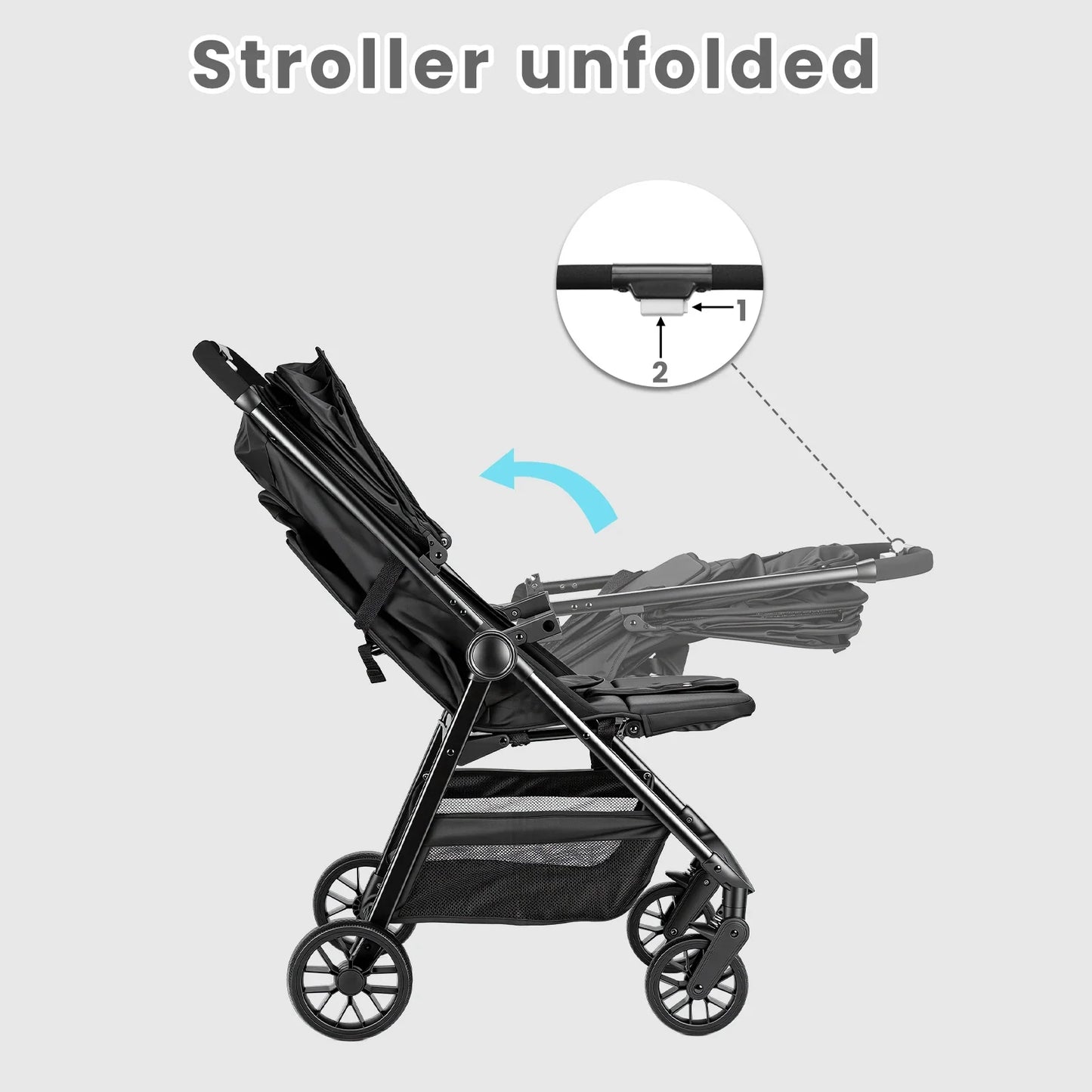 Baby Stroller for Toddlers With Reclining Seat,Ultra Compact Stroller With Large Storage Basket, Canopy, for Travel Buggy