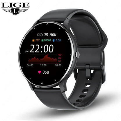 LIGE Smart Watch Women Men Full Touch Screen Bluetooth Call Smartwatch Waterproof Sports Fitness Tracker Watches for Android iOS