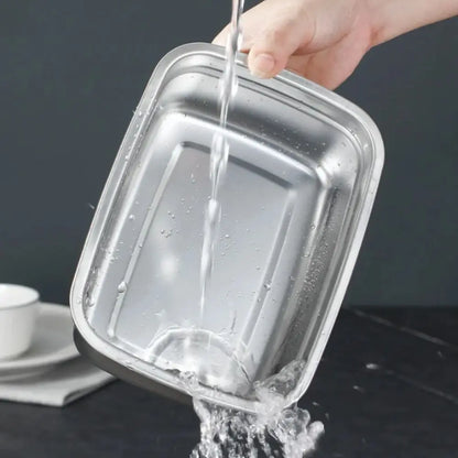 Stainless Steel Camping Lunch Box Sealed Leak-proof Bento Box Microwave Suitable Large Capacity Refrigerator Freezer Storage Box