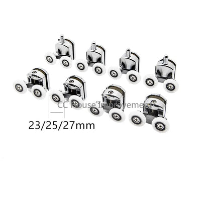 23mm/25mm/27mm Shower Door Rollers Zinc Alloy Double-Wheel Sliding Shower Door Roller Bearing Wheel Runners Replacement