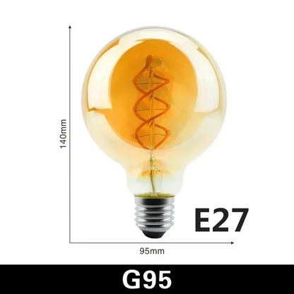 1-10pcs E27 E14 Retro Edison LED Filament Bulb AC 220V Spiral Light C35 G45 A60 ST64 G80 G95 G125 Glass Bulb Retro Candle Lamp