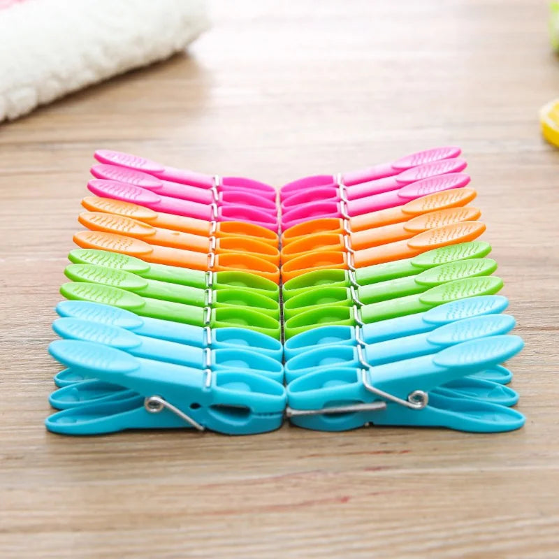 48/24Pcs Clothespins Hanging Pegs Clips Plastic Hangers Racks Laundry Clothes Pegs Clamps Towel Clips Home Storage Hooksks