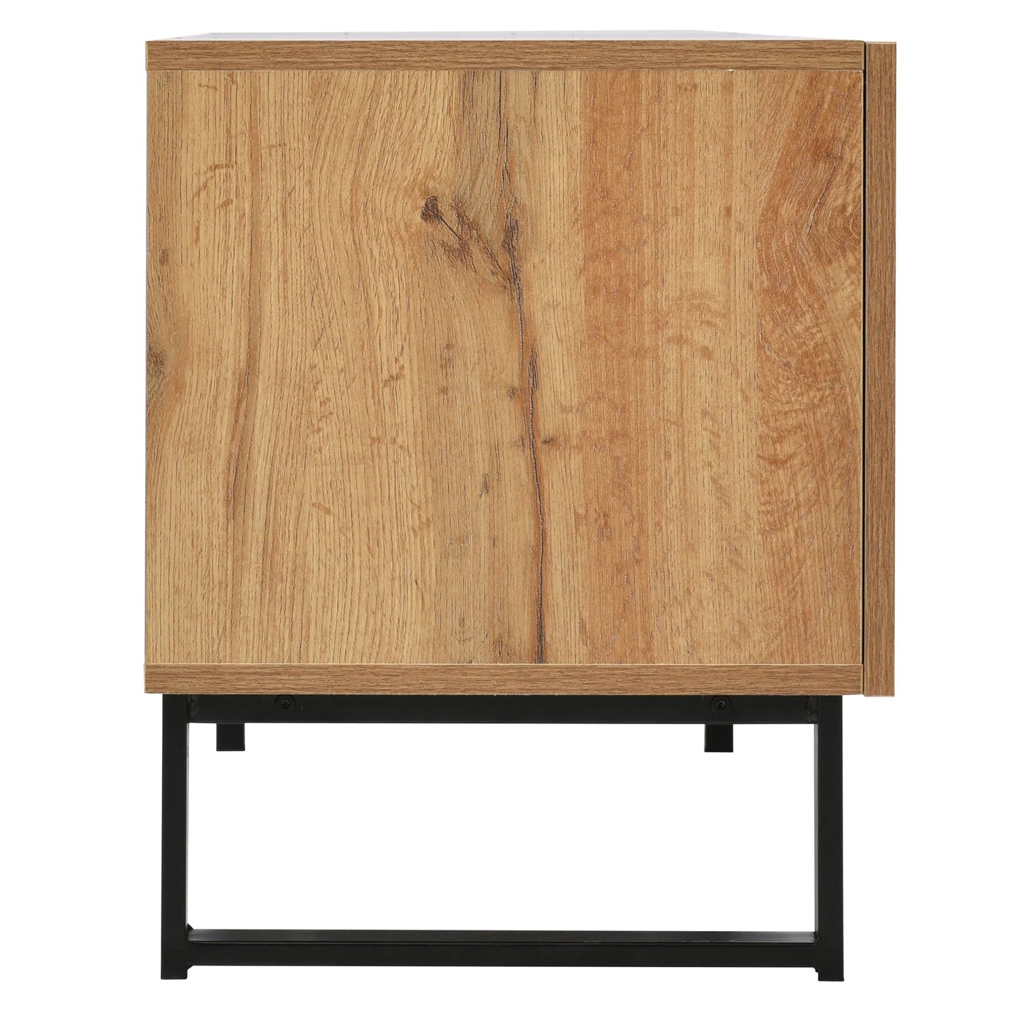 PINGGO Modern Minimalist TV Cabinet Large Capacity Storage Cabinet With Doors And Drawers Wood Grain Design TV Media Console