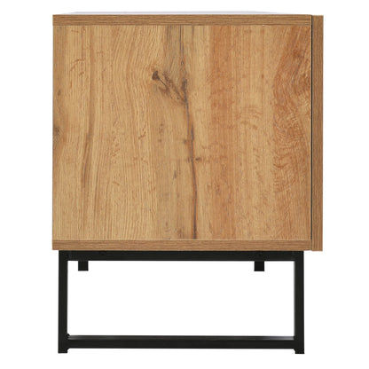 PINGGO Modern Minimalist TV Cabinet Large Capacity Storage Cabinet With Doors And Drawers Wood Grain Design TV Media Console