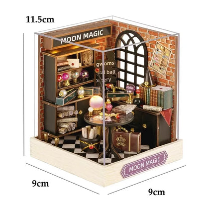 3D Puzzles Wooden Coffee Shop Mini Dollhouse Kit DIY Handmade Assembly Building Dollhouses Toys For Kids Birthday Gifts
