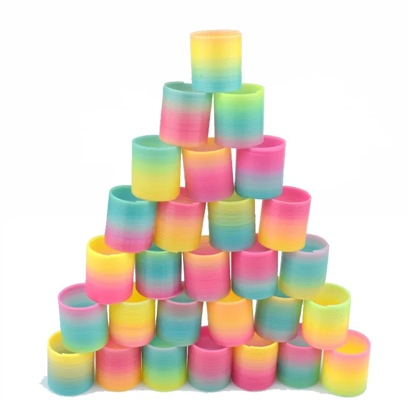 12/24 Rainbow Magic Springs Circle Toys Kids Birthday Party Favors Guests Giveaway Small Gifts Pinata Fillers Flexible Funny Toy