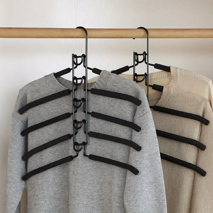 5pcs Multi-Tier Hanging Closet Hanger with Hooks Space-Saving Organizer for Closet Coats Shirts Dresses Jackets Hanging Storage