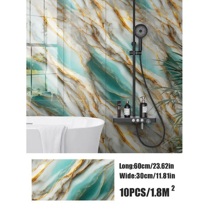 10-40PCS Imitation Marble 3D Ceramic Tile Wall Renovation Decoration Sticker Waterproof Self-adhesive Home Floor Sticker