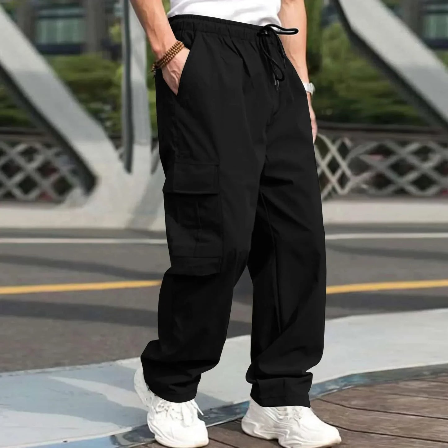 New Style Amazon Men's Cargo Pants Loose Straight Leg Casual Sports Trousers Working Men's Pocket Pants European And American