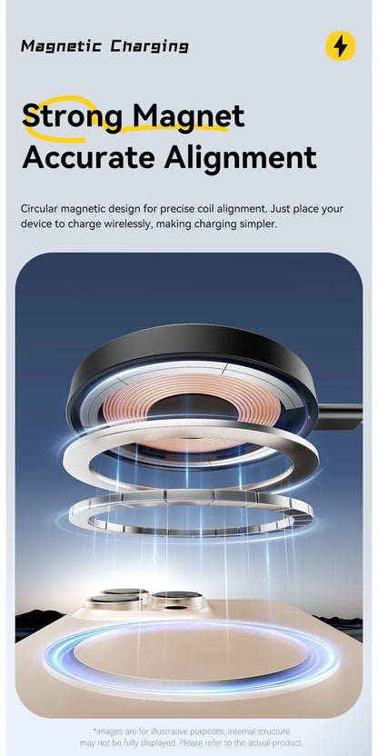 Essager Magnetic Wireless Charger With Holder 15W Fast Charging For iPhone16 15 14 13Pro Max Airpods Mini Wireless Phone Charger