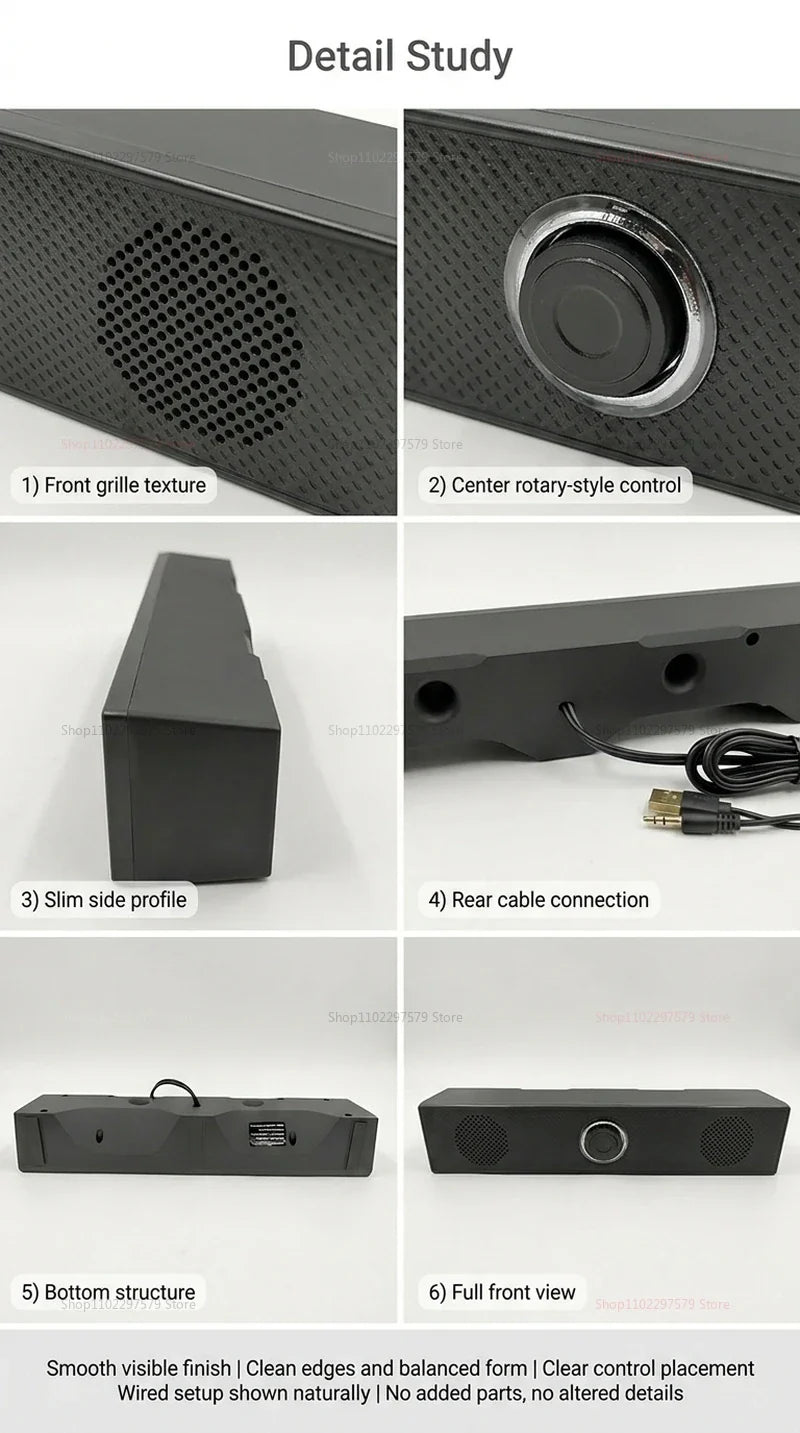 Wired Bluetooth Speaker USB Powered Soundbar Stereo Bass Dual Speaker Home Theater TV PC Laptop Gaming Portable Audio Box