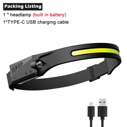 1/2/3PCS LED Induction Headlamp Camping Search Light USB Rechargeable Headlight Led Head Torch Work Light With Built-in Battery