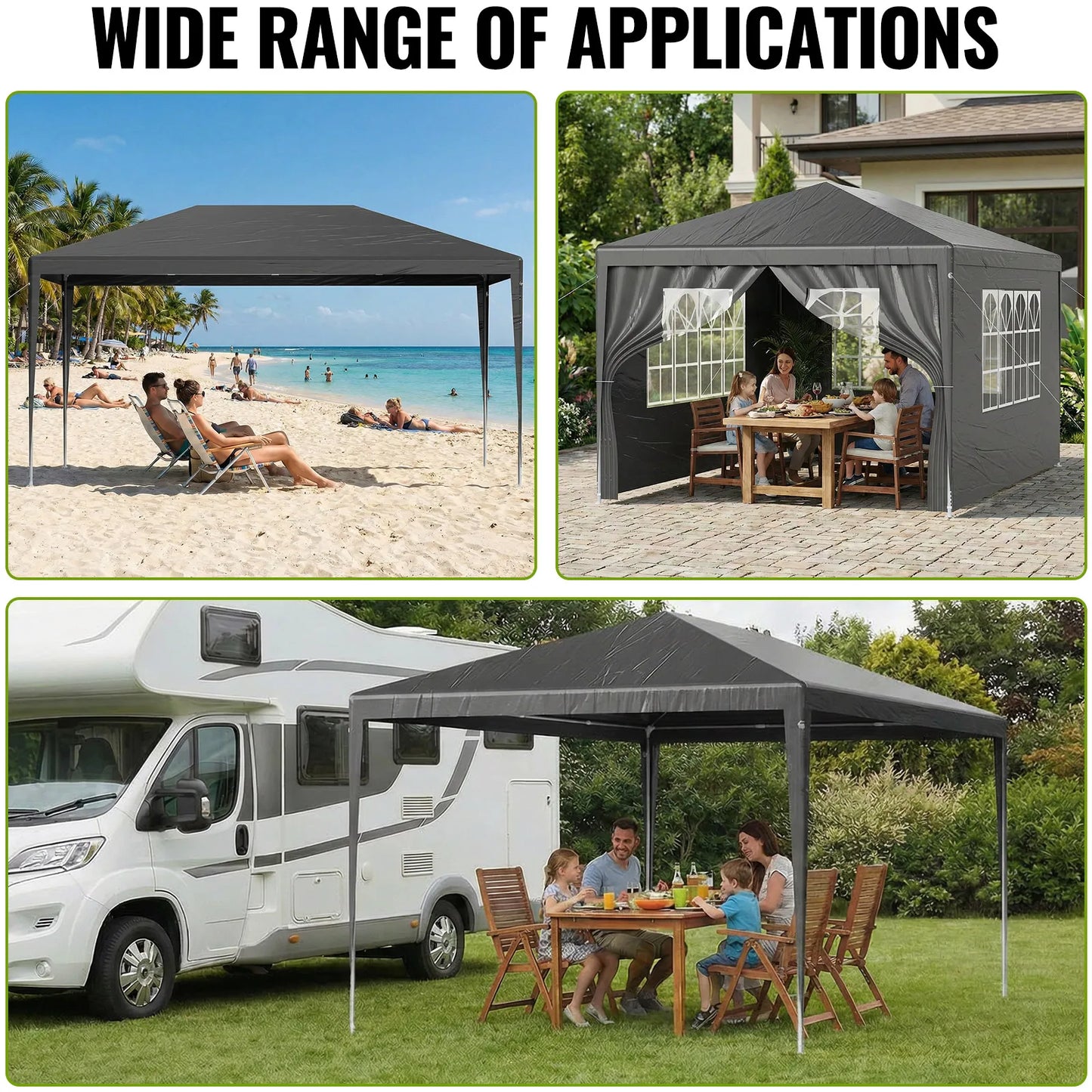 LOEFME 3x4M 3x3M Gazebo Canopy Tent Waterproof Windproof UV Sun Shelter with Removable 4 Sidewalls Outdoor Garden Camping Awning