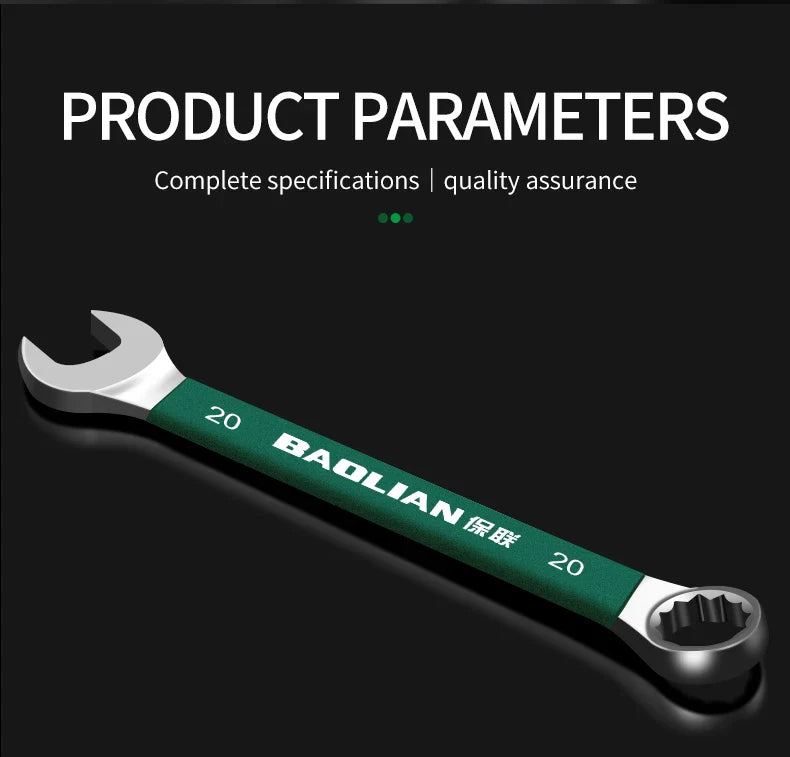 BaoLian Durable Wrench 8-30mm Plum Blossoms Open Combination Wrench Two-Way Double Fast Wrench Auto Repair Tools